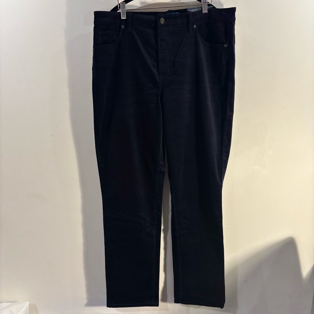 TALBOTS Sz 16 flawless high waist straight leg navy corduroy pants NEW WITH TAGS - Picture 2 of 15